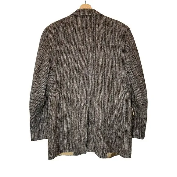Harris Tweed Scottish Wool Vintage Woven Blazer Sport Coat Mens 42R Woven Brown - Picture 10 of 15